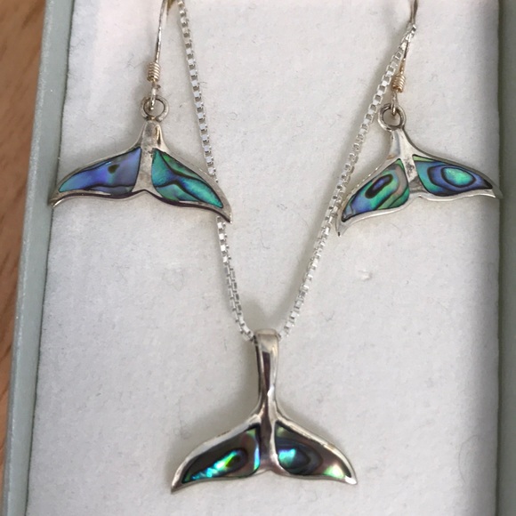 STERLING SILVER WHALE TAIL ABALONE SET 168 NWT - Picture 6 of 6